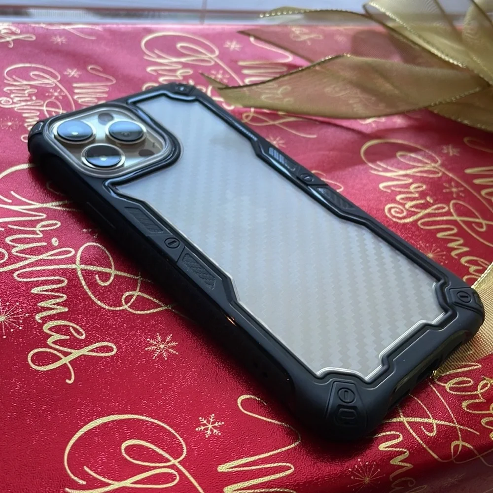 For iPhone 13 mini,13,13 PRO,13 PRO MAX phone case carbon fiber texture clear